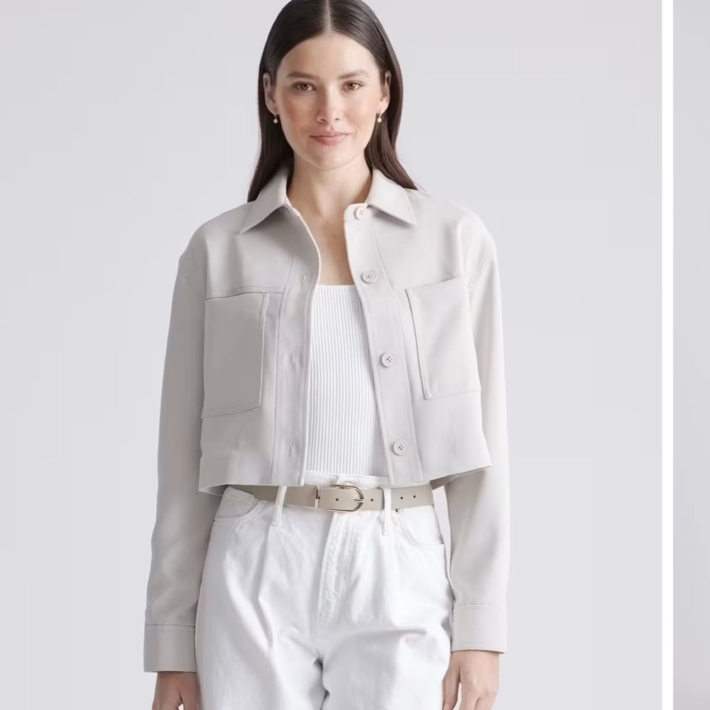 Quince Stretch Crepe Cropped Jacket in Morel Size XS
